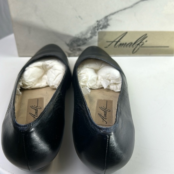 Amalfi Hector I Italian Black Leather Low Heels In Box Size 7 1/2B - Picture 3 of 10
